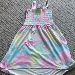 Girls' Pastel Tie-Dye Smocked Sundress - Pink, Blue & Yellow